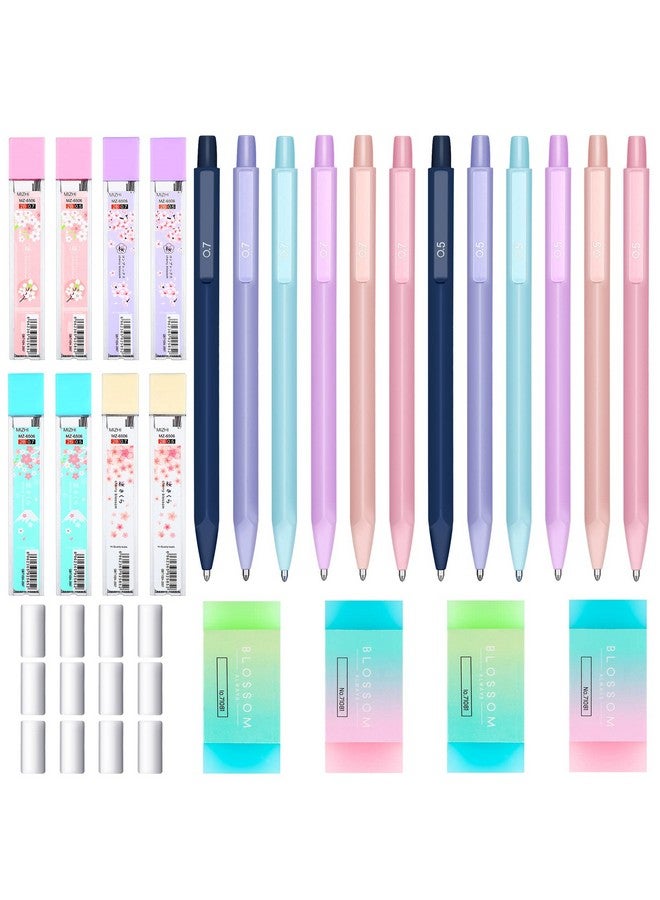 Yexiya 36 Pcs Mechanical Pencil Set, 12 Pcs Pastel Cute Mechanical Pencils 0.5 Mm 0.7 Mm With 8 Tubes Hb Resin Refills, 4 Pcs Erasers And 12 Pcs Cap Eraser Refills For Kids Girls Writing(0.5 Mm, 0.7 Mm)  - Image 1