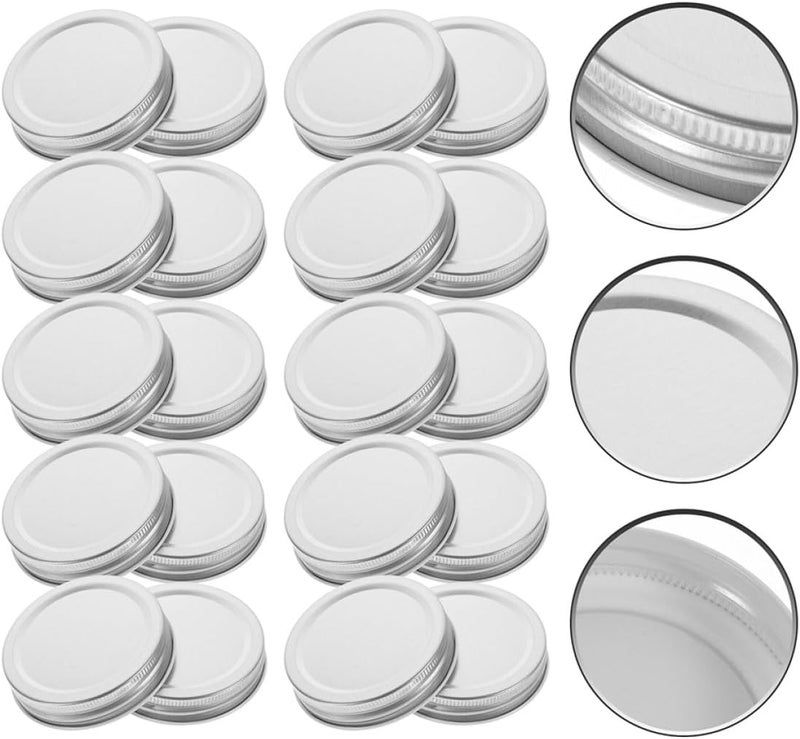 Narrow & wide space compatible SHOWERORO 30pcs Tinplate Lid for Canning Jar 70mm Silver Reusable Sealing Jar Covers for Wide Mouth Home Canning and Food Storage UV resistant - Image 3