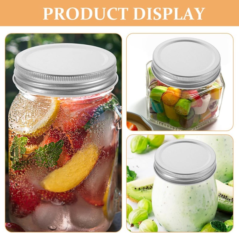 Narrow & wide space compatible SHOWERORO 30pcs Tinplate Lid for Canning Jar 70mm Silver Reusable Sealing Jar Covers for Wide Mouth Home Canning and Food Storage UV resistant - Image 5
