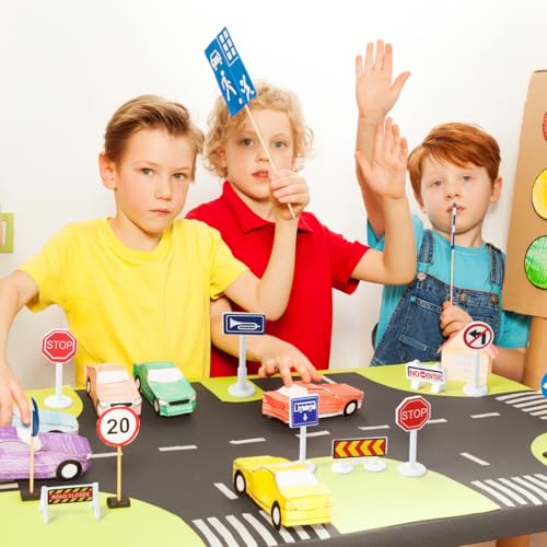 Toddmomy 1 Set Traffic Signs for Kids Mini Stop Signs Street Road Sign for Educational Preschool Train Cars Track Accessories - Image 3