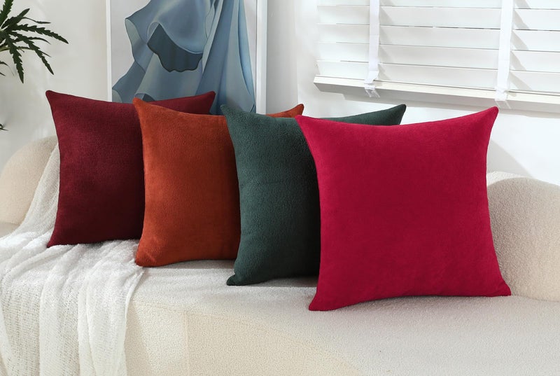 Jeneoo Burgundy Decorative Throw Pillow Covers Soft Chenille Comfy Square Couch Cushion Cases Decor (Set of 2, 18 x 18 Inches) - Image 5
