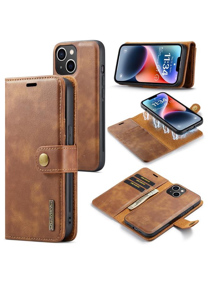 Dg Ming Case For iPhone 14 Plus Crazy Horse Texture Detachable Magnetic Leather Case - Image 1