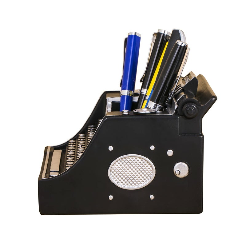 Amoysanli Retro Typewriter Pen Holder Vintage Desk Accssories Unique Cool Gifts for Writer Typewriter Lovers and Secretary Cute Funny Pencil Cups for Office Home School (Black) - Image 4