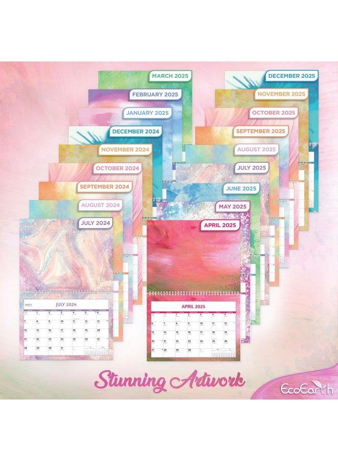 EcoEarth Biodegradable 8X6 Inch 18-Month Standing Desk Calendar, Jul 2024 - Dec 2025 Tent Style Monthly Flip Calendar, Creative Art Design - Image 2