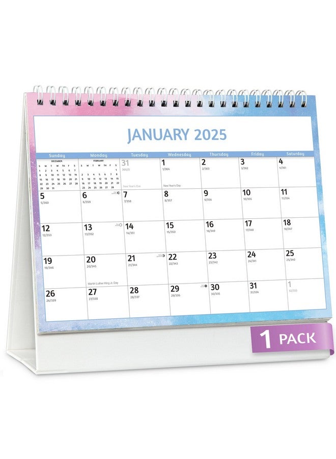 EcoEarth Biodegradable 8X6 Inch 18-Month Standing Desk Calendar, Jul 2024 - Dec 2025 Tent Style Monthly Flip Calendar, Creative Art Design - Image 1