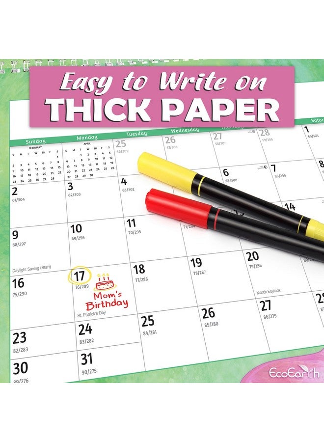 EcoEarth Biodegradable 8X6 Inch 18-Month Standing Desk Calendar, Jul 2024 - Dec 2025 Tent Style Monthly Flip Calendar, Creative Art Design - Image 4