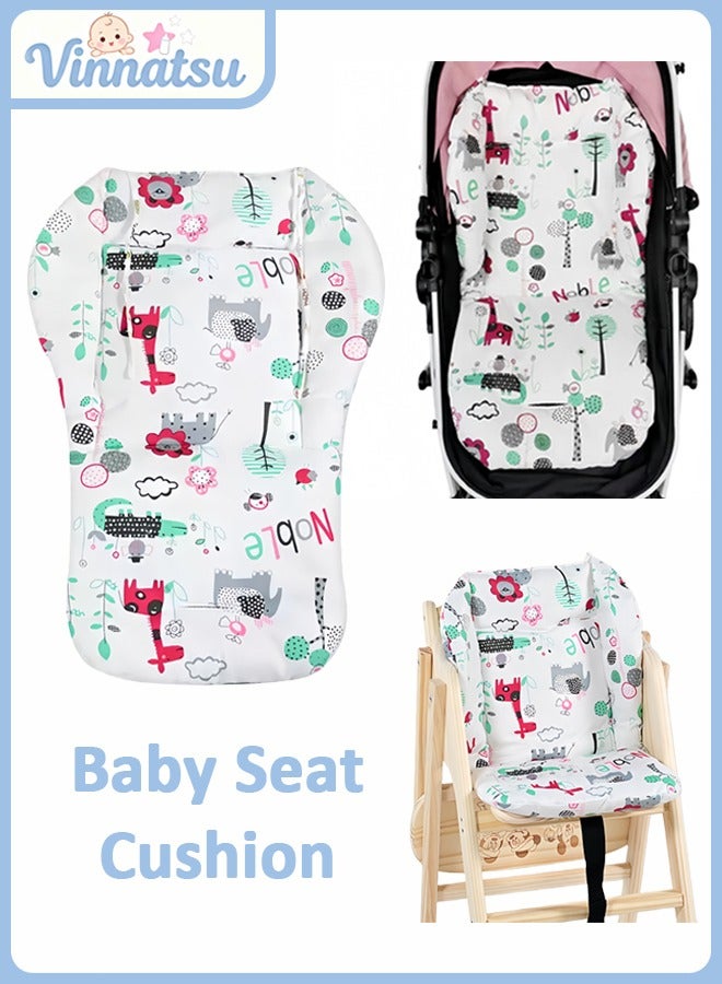 ضغط فين وسادة كرسي مرتفع للأطفال، وسادة كرسي طعام أطفال قطنية ناعمة ومريحة، وسادة قطنية لعربة الأطفال، تصميم بنمط ملون، وسادة غير قابلة للانزلاق، وسادة مقعد السيارة، نمط زرافة أحمر - Image 1