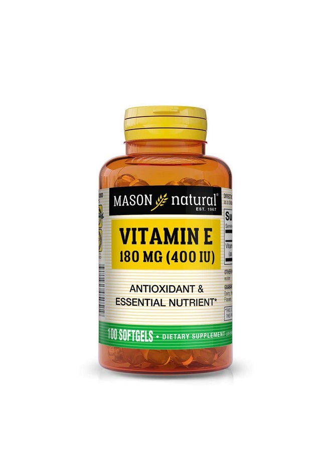 Mason Natural - Vitamin E 180 Mg 400 Iu Antioxidant And Essential Nutrient Healthy Immune System Skin And Eyes Whole Body Supplement 100 Softgels - Image 1