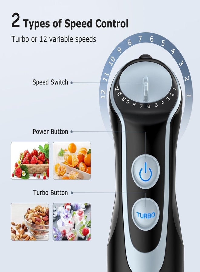 FRESKO Immersion Handheld Blender 500W with 700ml Beaker, 12-Speed & Turbo Mode Hand Blender Stick, 304 Stainless Steel Blades - Image 4