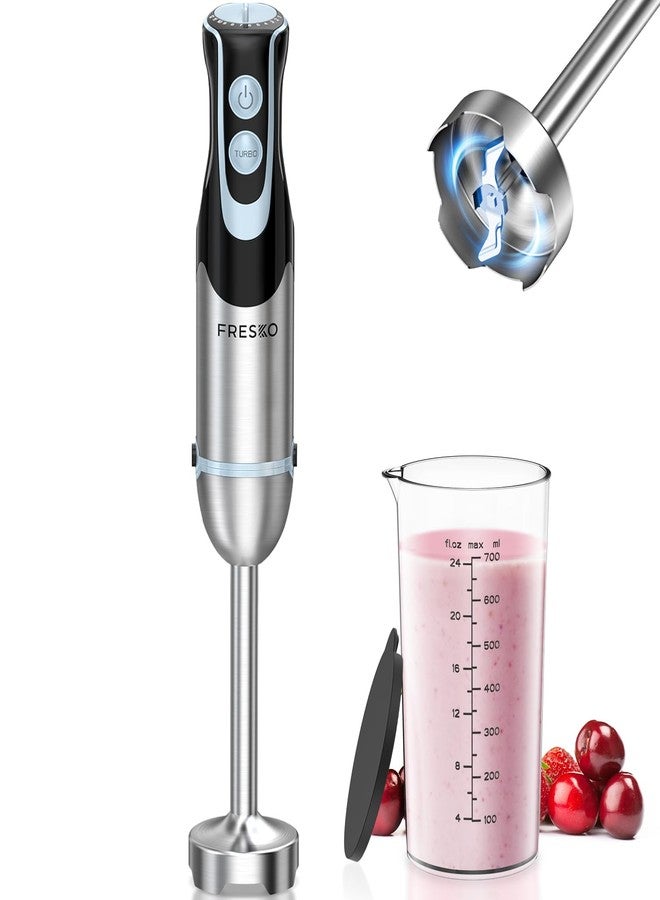 FRESKO Immersion Handheld Blender 500W with 700ml Beaker, 12-Speed & Turbo Mode Hand Blender Stick, 304 Stainless Steel Blades - Image 1