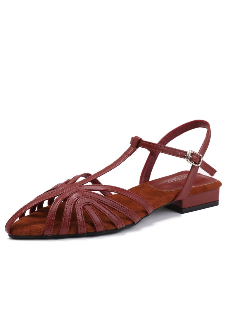 SIKETU Summer New Fashionable And Versatile Knitted Low Heel Roman Shoes For Women's Travel Beach Sandals  - Image 1