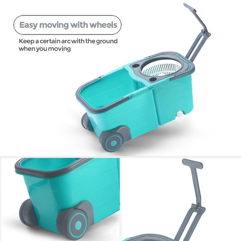 V-MOP VMOP Premium CGreen Plastic Twin Double Bucket Wheel Mop 6 Months Warranty on Rod Set - Image 4