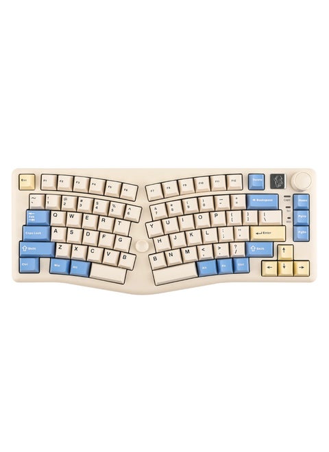 A75 Alice Layout Wireless Mechanical Gaming Keyboard, Knob and Joystick Design, RGB Backlighting, 4000mAh Battery, 3-Mode Connectivity Cherry Profile Double-shot PBT Keycaps