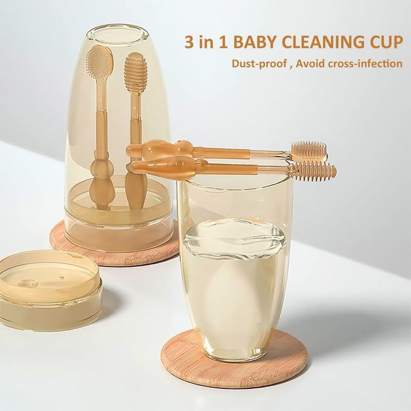 OffyBird Baby Oral Hygiene Kit - Silicone 2-in-1 Toothbrush & Tongue Cleaner for Infants 6-24 Months, BPA-Free Soft Bristles with Storage Box Safe Baby Tooth Cleaning Brush and Teether Tool - Image 2