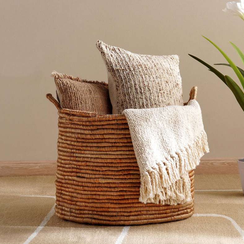 Pan Home Espie Jute Storage Basket With Handle 50x50x40cm- Natural