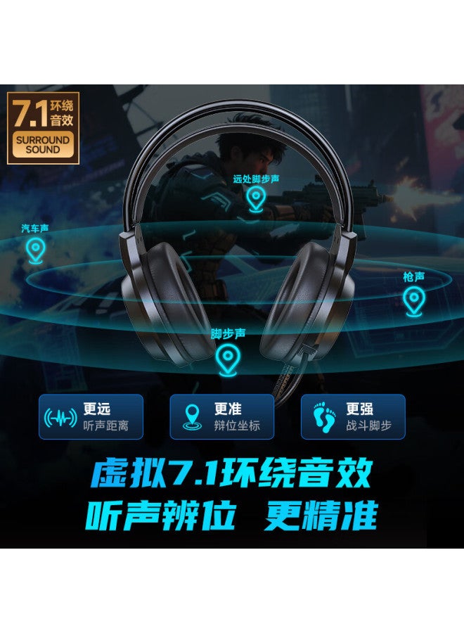 aigo سماعة رأس سلكية للألعاب فوق الأذن مع تحديد الصوت، إضاءة RGB، حزام رأس عائم لـ PUBG دلتا - Image 4