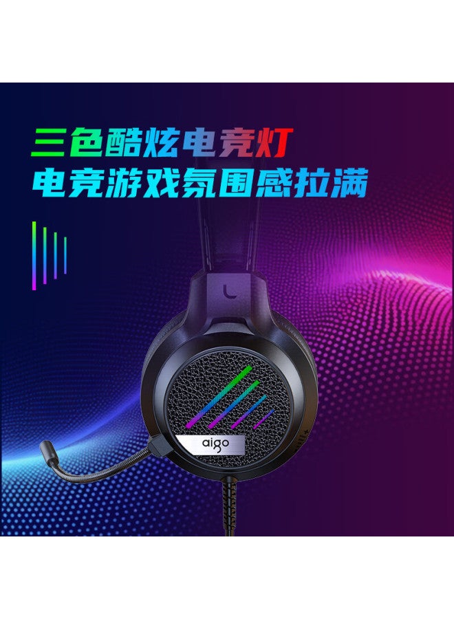 aigo سماعة رأس سلكية للألعاب فوق الأذن مع تحديد الصوت، إضاءة RGB، حزام رأس عائم لـ PUBG دلتا - Image 3