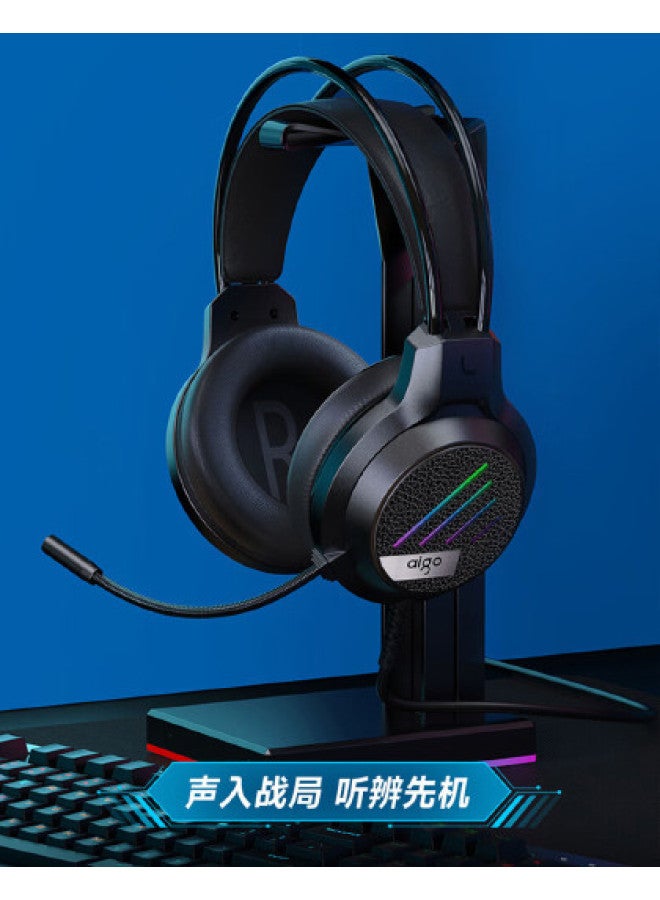 aigo سماعة رأس سلكية للألعاب فوق الأذن مع تحديد الصوت، إضاءة RGB، حزام رأس عائم لـ PUBG دلتا - Image 1