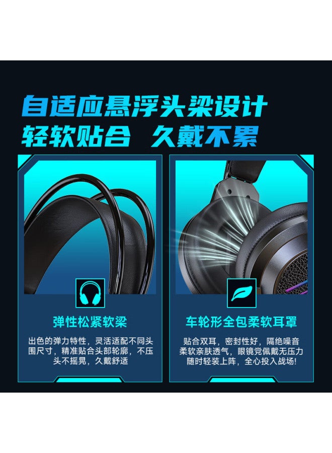 aigo سماعة رأس سلكية للألعاب فوق الأذن مع تحديد الصوت، إضاءة RGB، حزام رأس عائم لـ PUBG دلتا - Image 5
