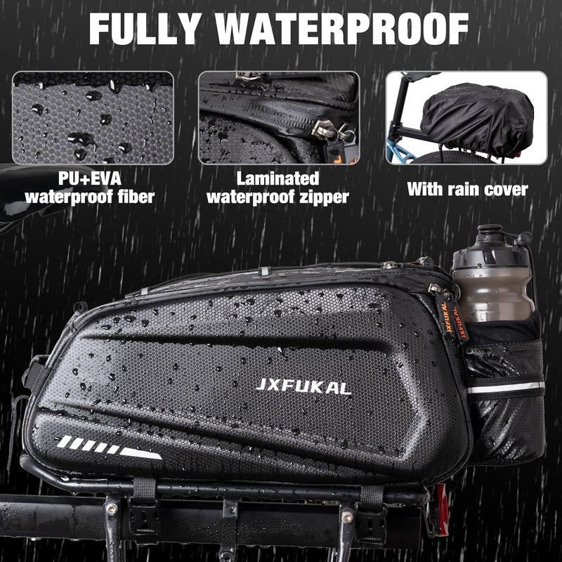 JXFUKAL Bike Bags for Bicycle Rear rack - 9.5L/17L/40L Hard Shell Waterproof Bike Ebike Trunk Pannier Saddle Seat Bag Carrier with Reflector, Rain Cover & Shoulder Strap for Commuter Travel Outdoor - Image 3