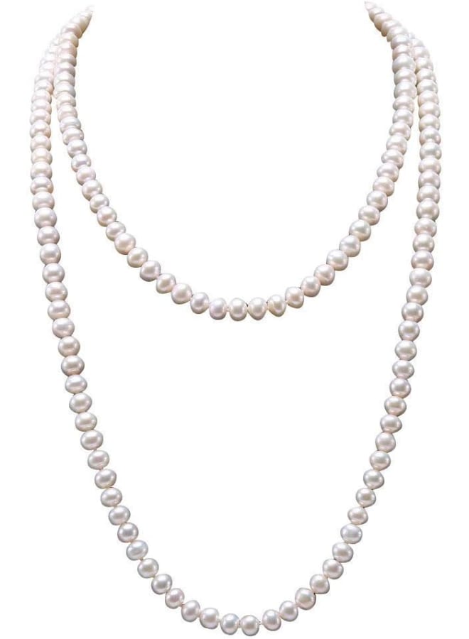Long Necklace AAA 8-9mm White Freshwater Cultured Pearl Sweater Necklace for Women 48  - Image 1