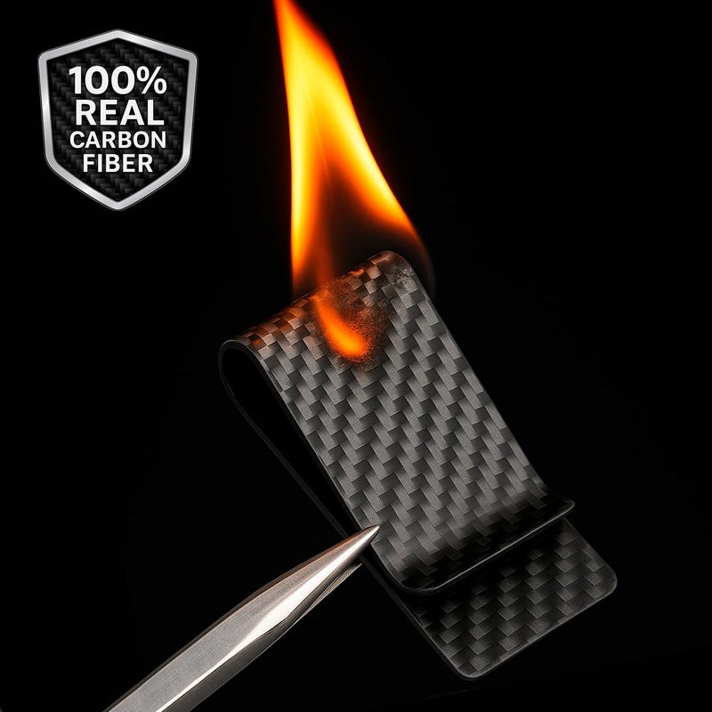 SERMAN BRANDS Carbon Fiber Money Clip for Men â€“ Slim RFID Money Clip Wallet, Minimalist Front Pocket EDC Wallet Cash Holder & Credit Card Holder -100% Real Carbon Fiber Wallet - Image 2