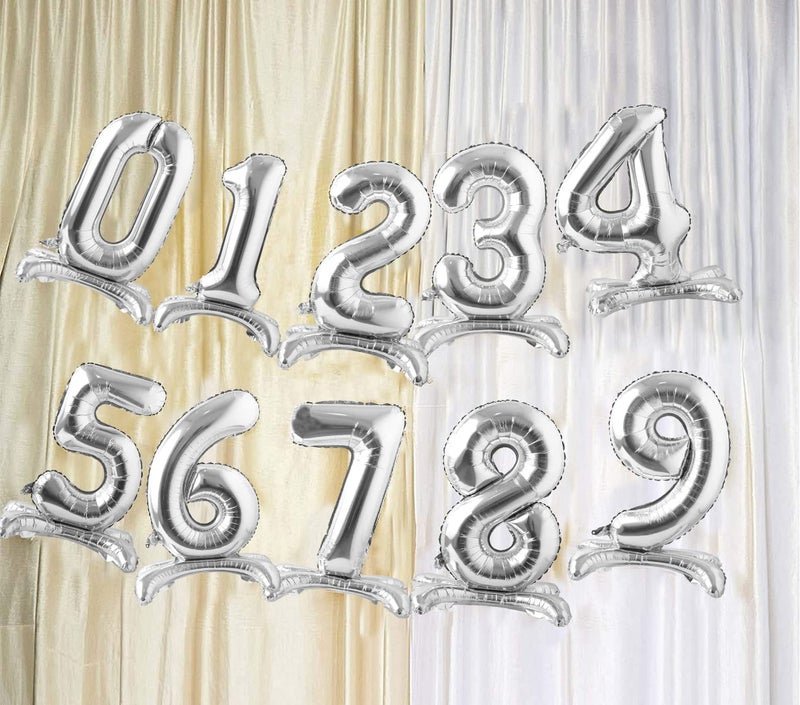 AMFIN® (Pack of 1) 32 inch Self Standing 4 Number Balloons Birthday Party Decoration, 4th Birthday Party Decoration Items, Silver 4 Number Balloons, 4 Number Foil Balloons Silver - Image 4