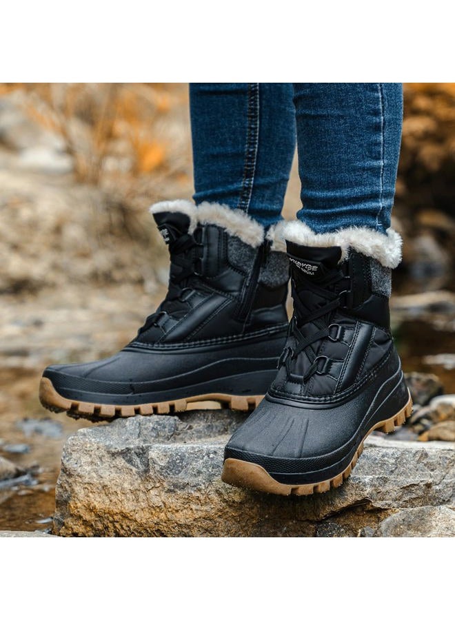 KOLILI Women's Winter Snow Boots Waterproof Warm Duck Boots Outdoor Sneakers, Black, 11 - Image 2