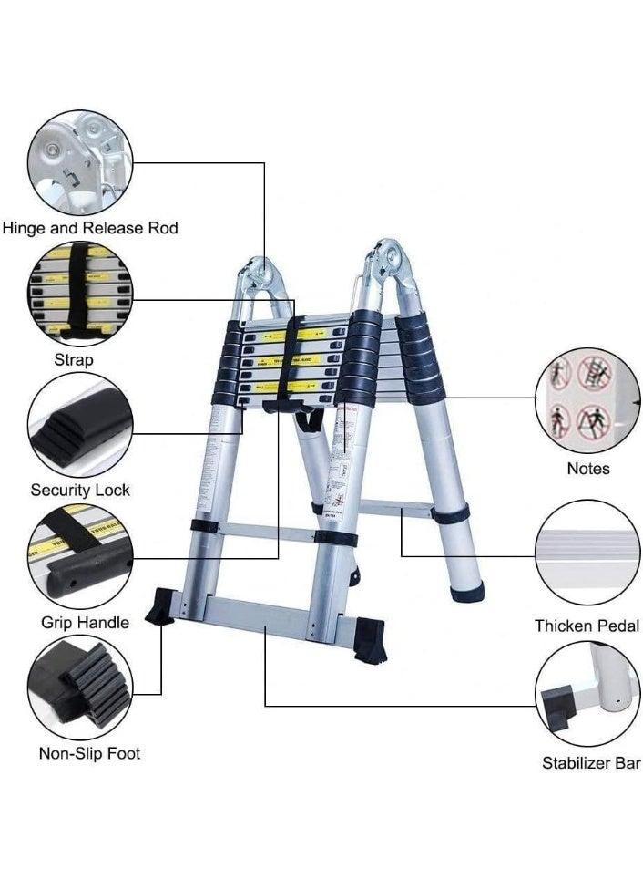 Aluminum Telescopic Ladder – Extendable Folding Multi-Purpose Ladder up to 7.2m – Lightweight and Easy to Carry - Image 4