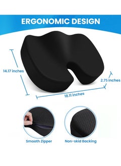 Seat Cushion - Memory Foam Cushion for Office Chair, Car Seat, Airplane, Bleacher - Sciatica & Hip & Coccyx Pain Relief Desk Chair Cushion for Long Sitting Office Workers, Car Drivers - pzsku/ZCCD6B7A9F71365BC6B74Z/45/_/1736491822/e0eb54d3-e157-499b-8625-e93c4ca9bea5