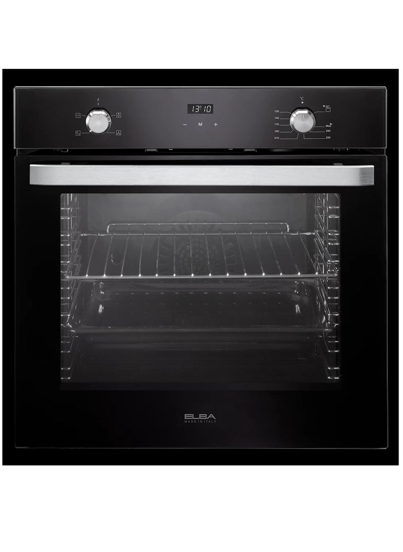 Built in Gas Oven 8 Functions With Fan and Gas Grill - Width 60 cm Net Capacity 65 Liter -Black Glass EL10XLBFG