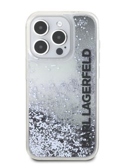 Karl Lagerfeld iPhone 16 Pro Max Case Liquid Glitter Gradient Hard Cover / Drop & Bumper Protection / Easy Snap-On / Slim Profile- Black 