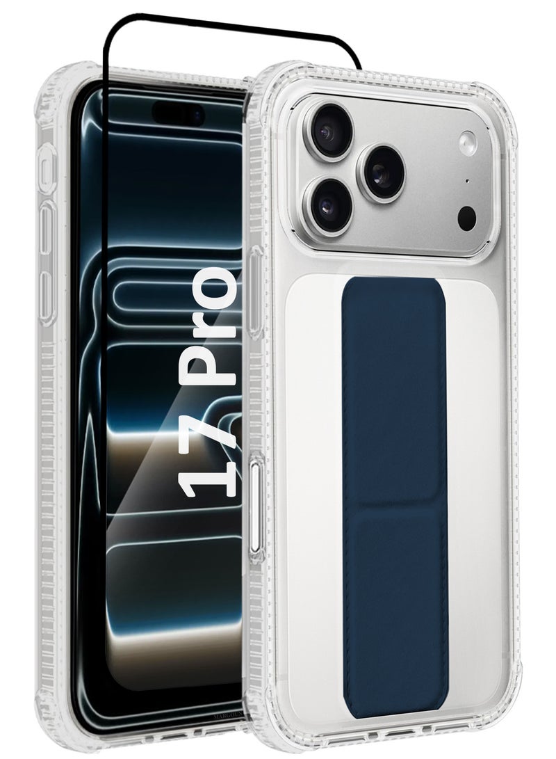 CATANES 2 Packs Finger Grip Clear Case Cover for iPhone 17 Pro- Kickstand Car Magnetic Holder Multi-function Protective Two-in-one Case with 3D Screen Protector - Dark Blue - Image 1