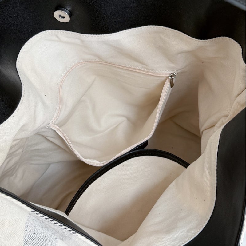 25 Stripesd Canvas Bag Bucket Bag Women'S Large Capacity Niche Bag New Export Single Shoulder Large Bag Women'S Bag Tote Bag - Image 5
