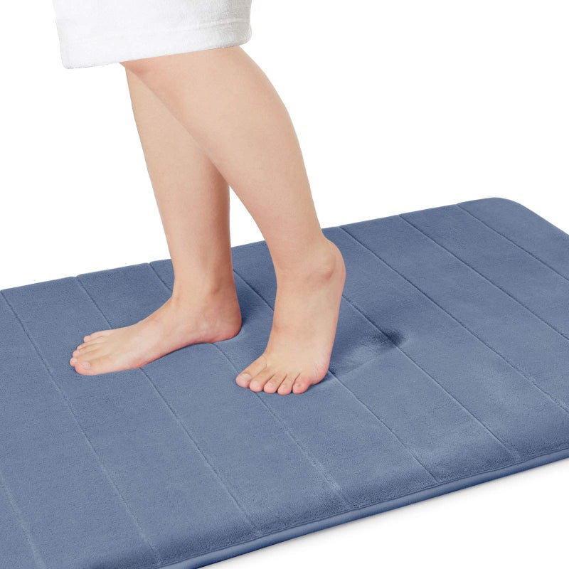 Yimobra Memory Foam Bath Mat Large Size 362 x 24 InchesSoft and Comfortable Super Water Absorption NonSlip Thick Machine Wash Easier to Dry for Bathroom Floor Rug Denim Blue