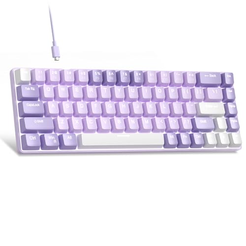 MageGee Portable 60% Mechanical Gaming Keyboard, MK-Box LED White Backlit Compact 68 Keys Mini Wired Office Keyboard with Red Switch for Windows Laptop PC Mac - Violets - Image 1