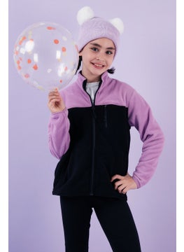 Soft Textured Zippered Color Block Stand Collar Pocket Polar Children's Fleece 5905001