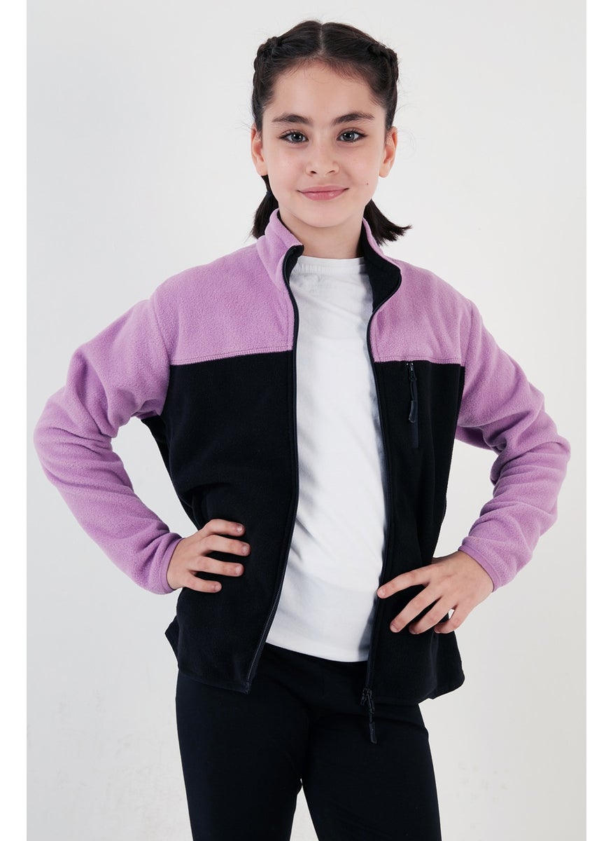 Lela - Soft Textured Zippered Color Block Stand Collar Pocket Polar Children's Fleece 5905001 - Image 1