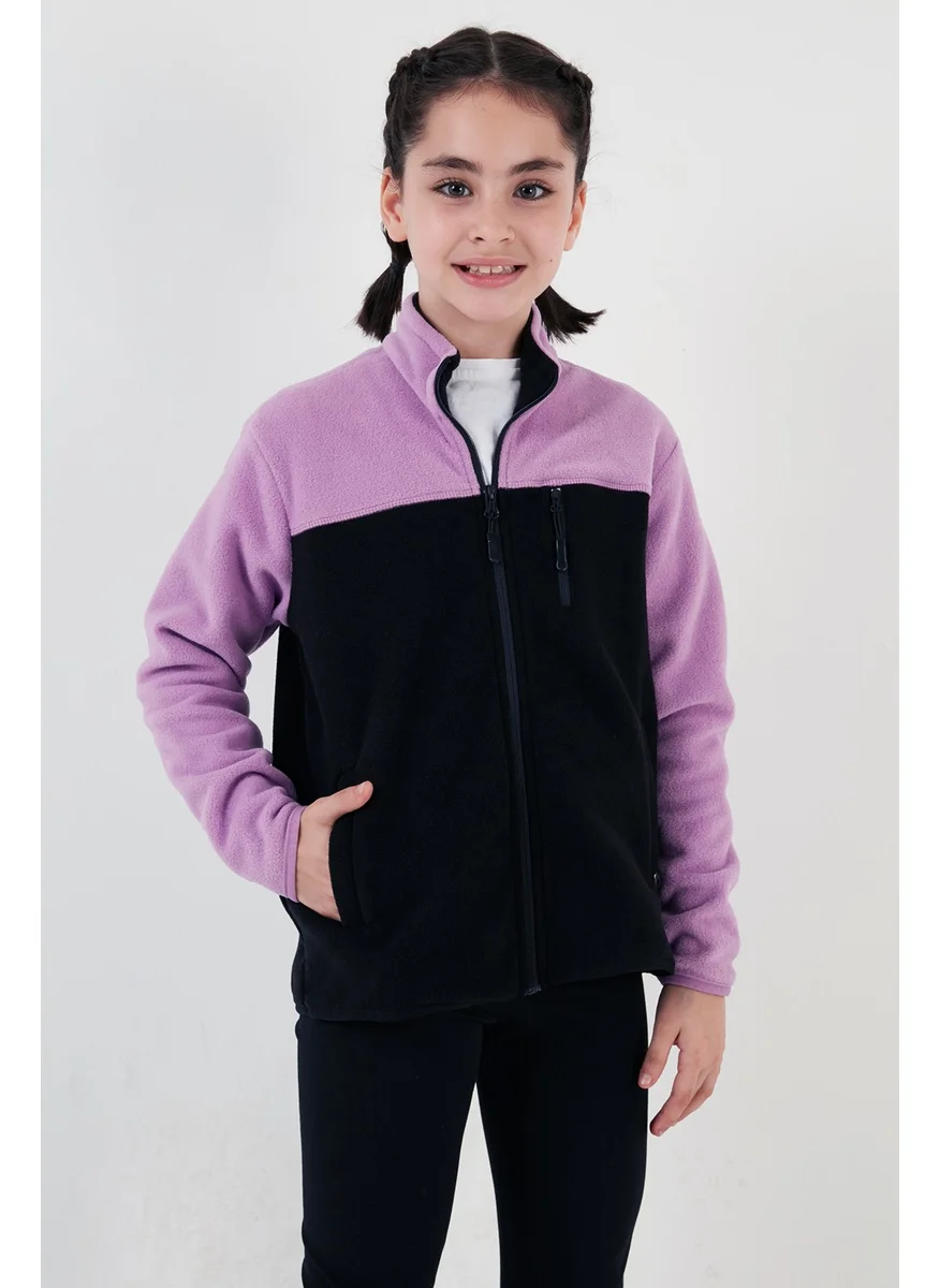 Lela Soft Textured Zippered Color Block Stand Collar Pocket Polar Children's Fleece 5905001