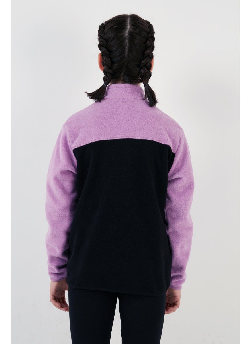 Lela - Soft Textured Zippered Color Block Stand Collar Pocket Polar Children's Fleece 5905001 - Image 1