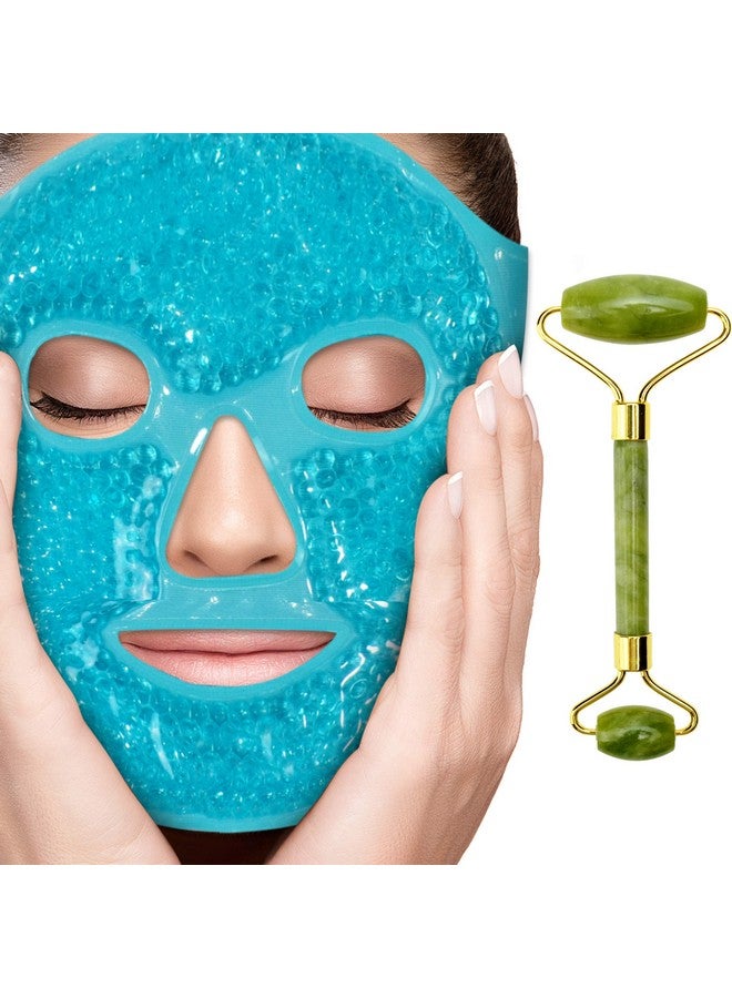 Perfecore Ice Face Mask + Jade Roller Beauty Roller Face Neck Massage Tool Stone Face Roller & Facial Mask Set For Wrinkles Fine Lines & Anti Aging Puffy Eyes Dark Circles & Overall Skin Care - Image 1