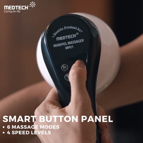 MEDTECH® Manipol Electric Handheld Body Massager, 4 Heads, Adjustable Speed, Corded Deep Tissue Massager for Back, Leg & Foot Relaxation - Image 2