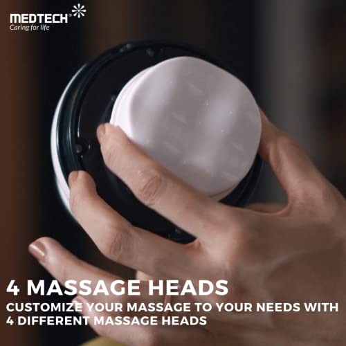MEDTECH® Manipol Electric Handheld Body Massager, 4 Heads, Adjustable Speed, Corded Deep Tissue Massager for Back, Leg & Foot Relaxation - Image 3