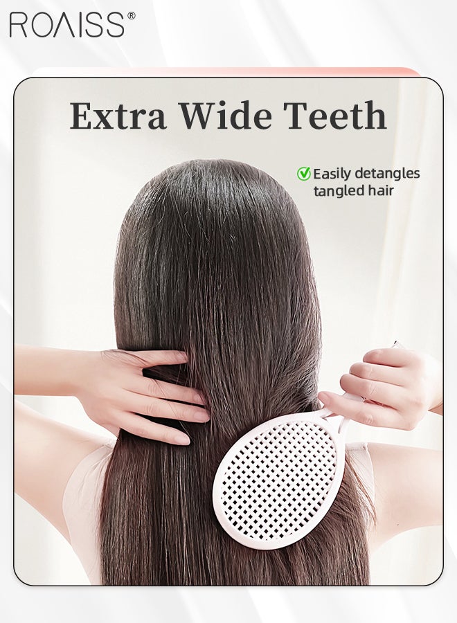 رويس مشط شعر تنس راكيت بأسنان واسعة لفك تشابك الشعر وتدليك فروة الرأس وتصفيف الشعر أثناء التجفيف وزيادة الحجم، أبيض - Image 2