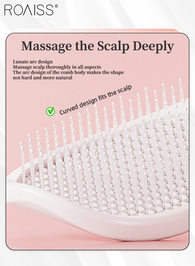 رويس مشط شعر تنس راكيت بأسنان واسعة لفك تشابك الشعر وتدليك فروة الرأس وتصفيف الشعر أثناء التجفيف وزيادة الحجم، أبيض - Image 4