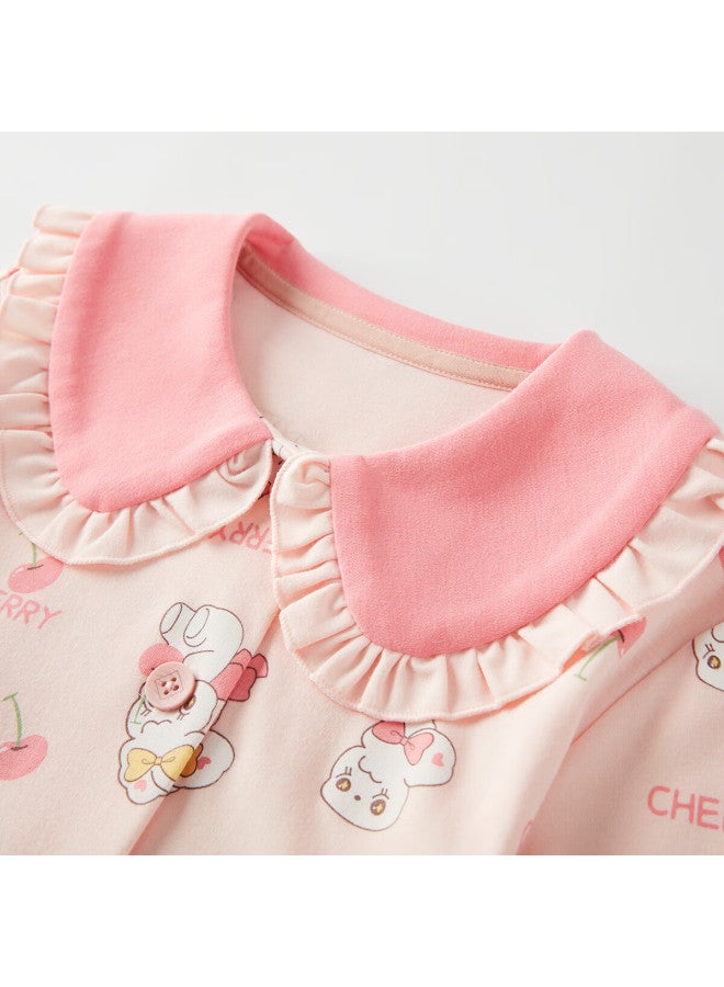 Deesha Girls' A-class Cotton Cardigan Pajama Set, 60s High-count High-density, Sweet Long Sleeve Homewear For Spring And Autumn - Image 3