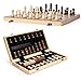 apyr aoma 15 Wooden Chess Set Folding Board 2 Extra Queens Magnetic Chess Board Set for Adults Kids Pieces Storage Slots Checkers Game for Kids Portable Travel Chess Game for Beginner - Image 2