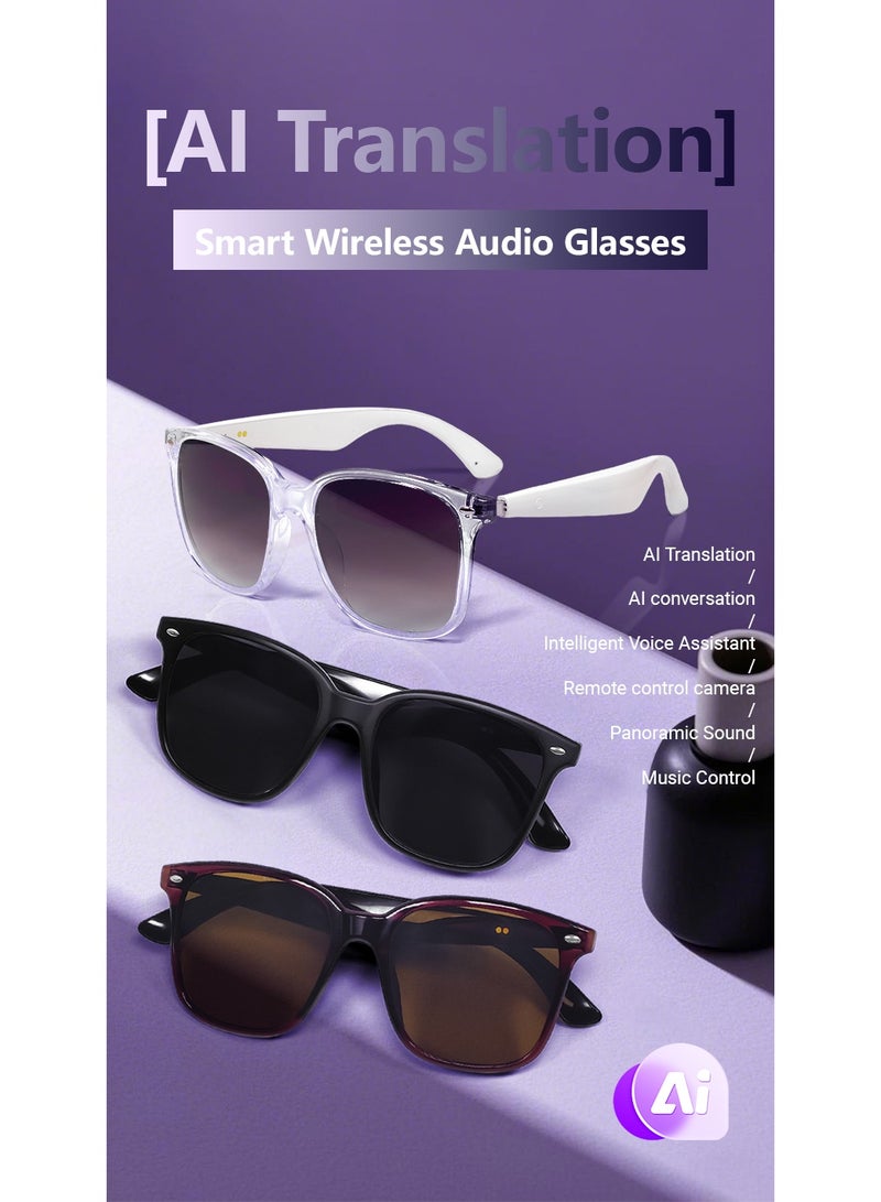 Fashion Ai Translation Anti-Ultraviolet Bluetooth Glasses 100+ Languages Real-Time Translation Glasses Listening To Music And Making Calls Smart Sunglasses  - Image 2