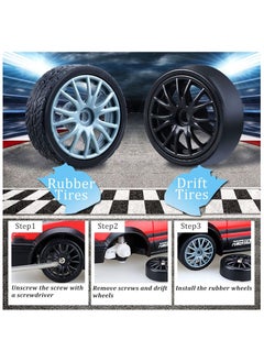 PlayandDream High Speed Drift Rc Car 4WD Toy Remote Control Vehicle Car, with LED Lights Drifting Tire 1:24 (Red)  - Image 4