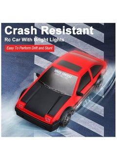 PlayandDream High Speed Drift Rc Car 4WD Toy Remote Control Vehicle Car, with LED Lights Drifting Tire 1:24 (Red)  - Image 2